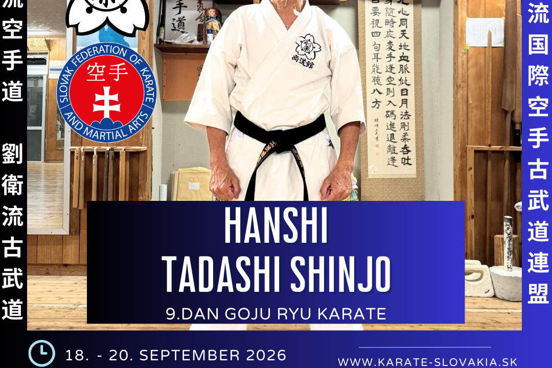 Seminár Goju ryu Karate s Hanshi Tadashi Shinjom 2026